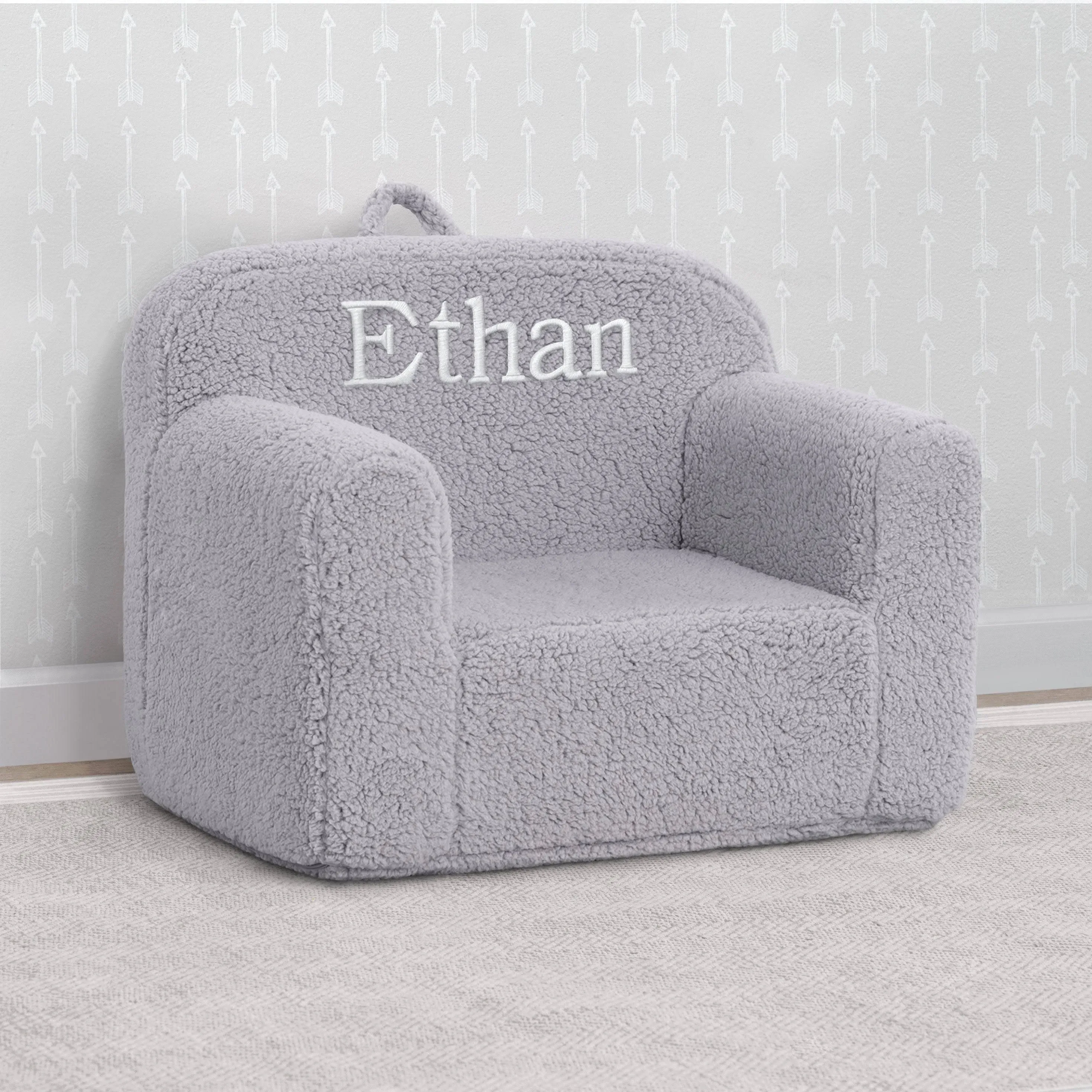 Delta Children Personalized Cozee Sherpa Kids Chair in Grey