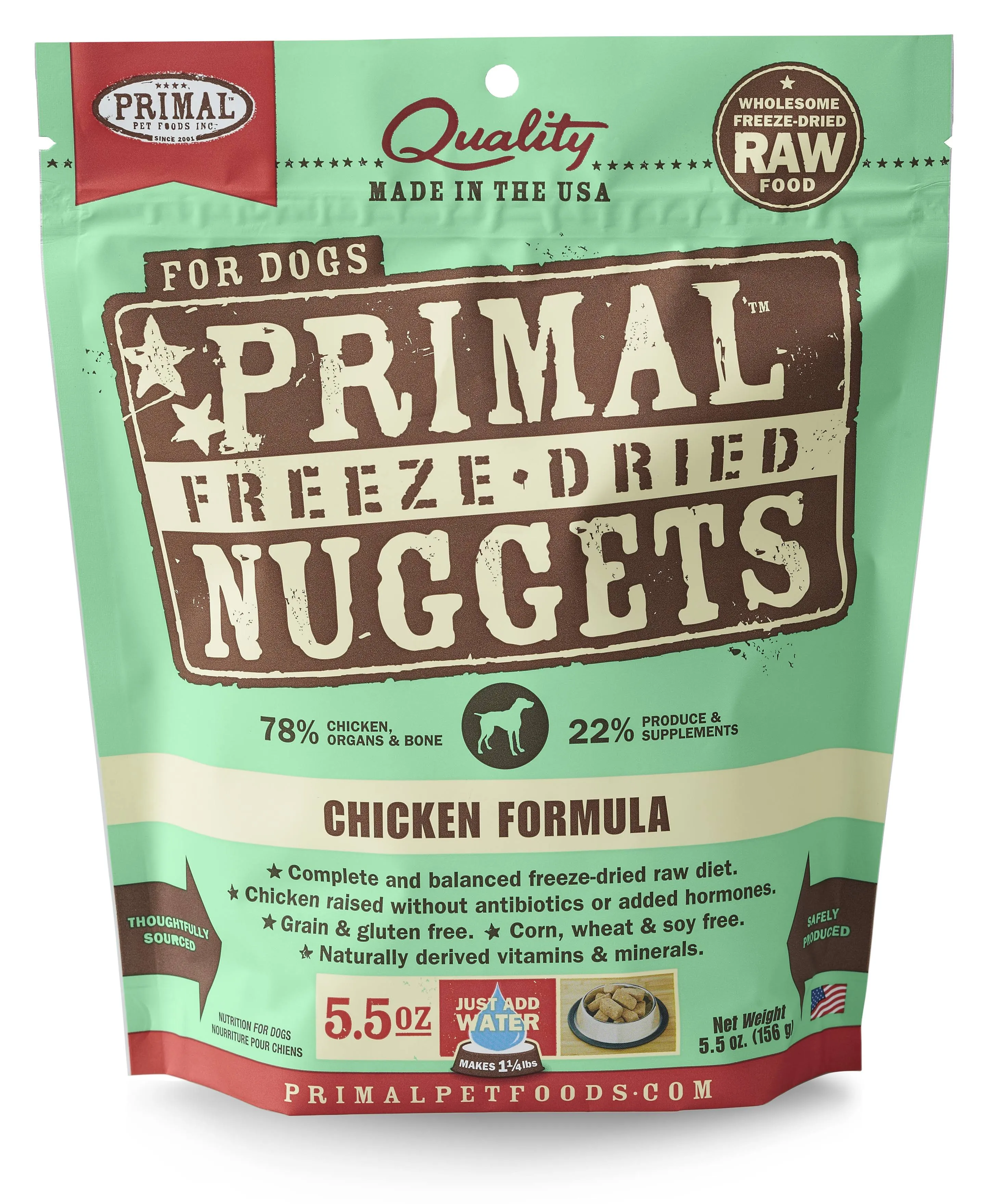 Primal Freeze Dried Dog Food Nuggets Chicken, Complete & Balanced Scoop & Serve Healthy Grain Free Raw Dog Food, Crafted in The USA, 5.5 ozPrimal Freeze Dried Dog Food Nuggets Chicken, Complete…