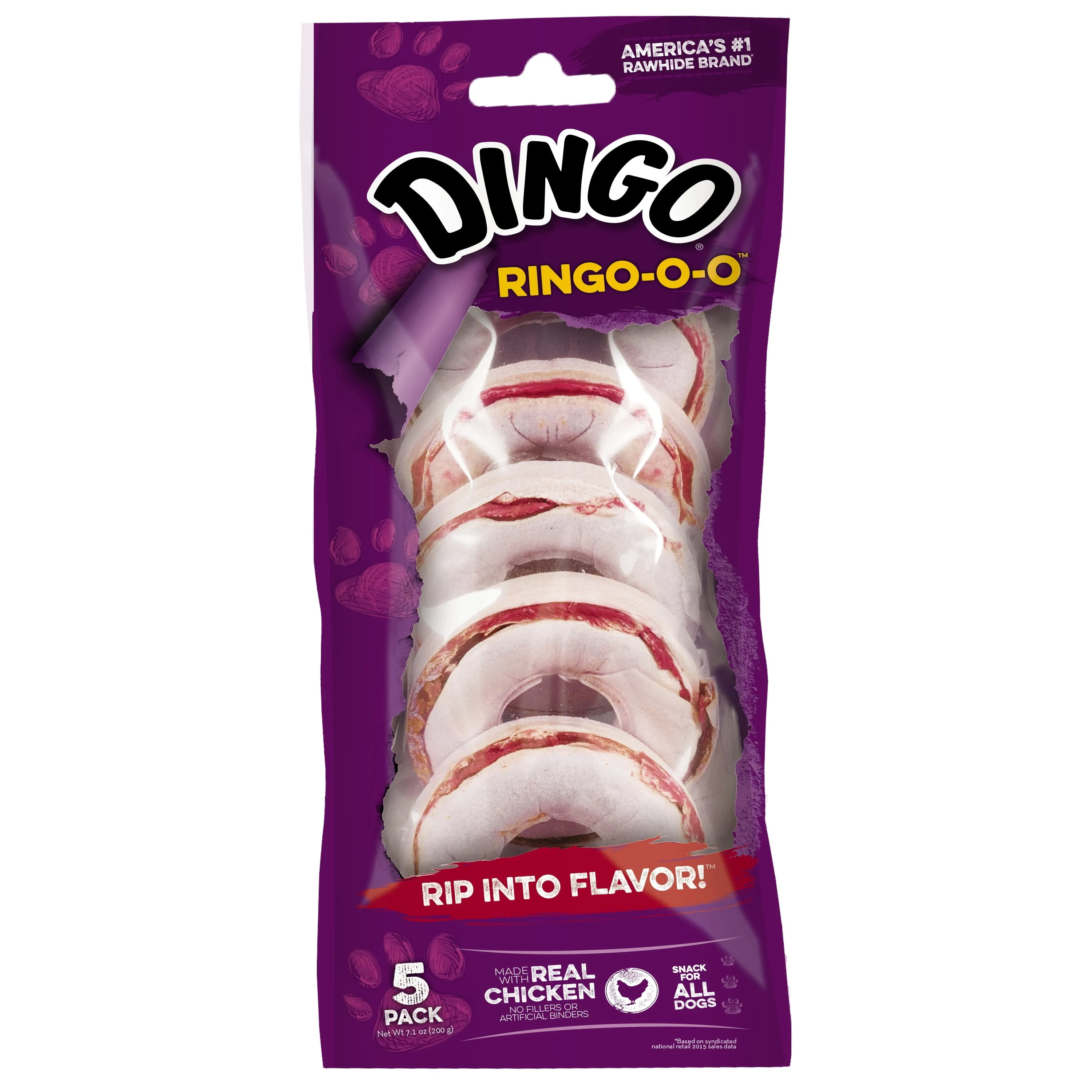 Dingo Rawhide Bones Ringo, 2.75" - 5 pack