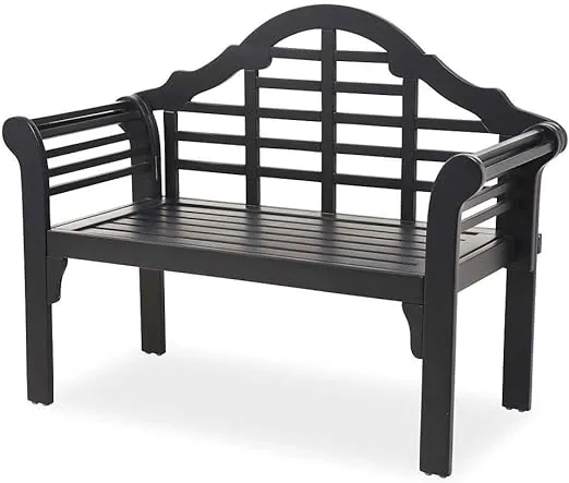 Quang Dung Plow & Hearth Lutyens Eucalyptus Wood Garden Bench, Black