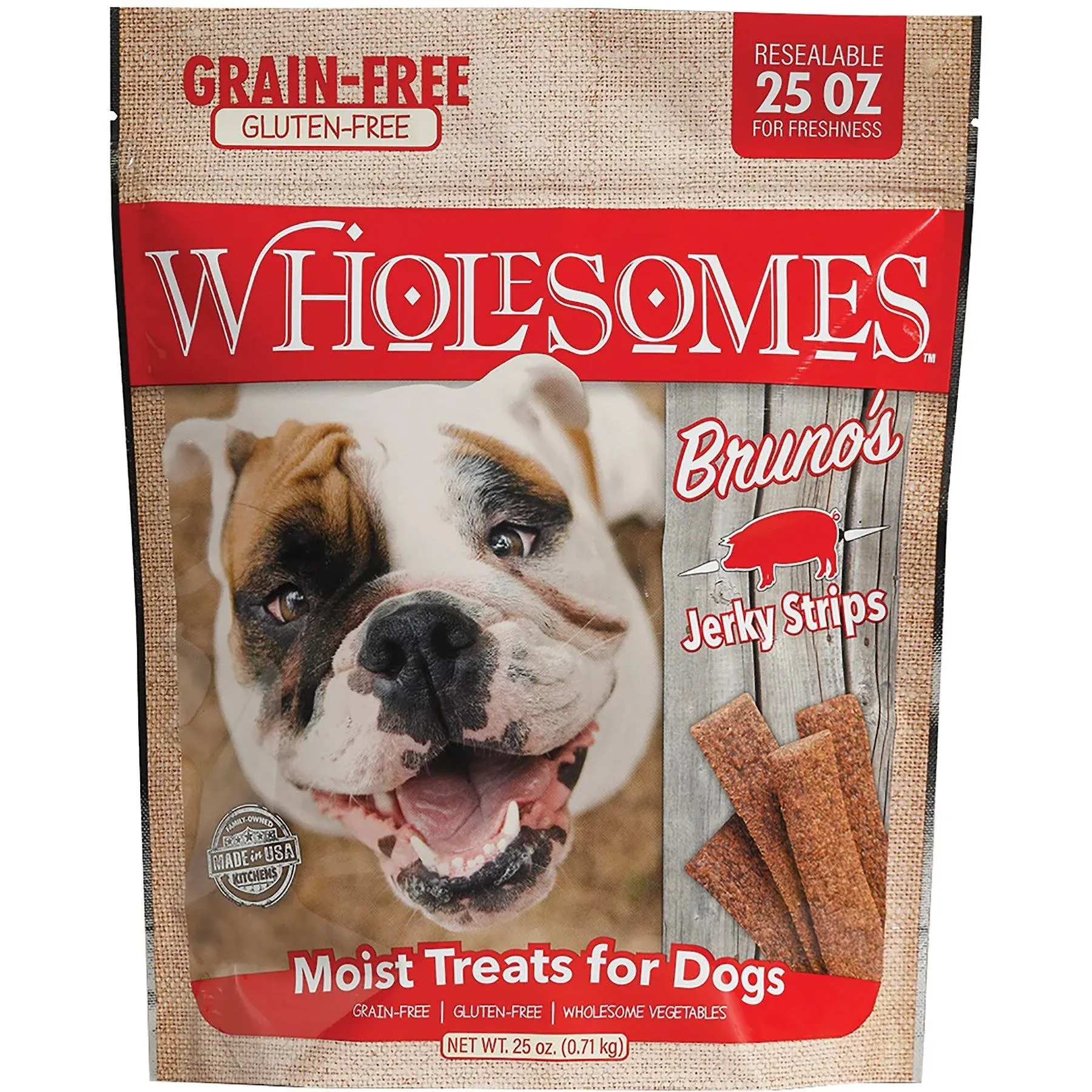 Wholesomes Bruno&#039;s Pork Grain Free Jerky Strips Moist Dog Treats 1ea/25 oz