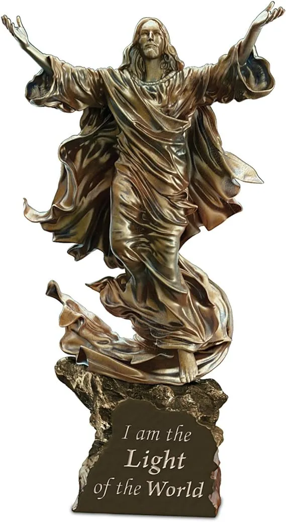 The Bradford Exchange Light of The World Religious Illuminated Cold-Cast Bronze Jesus Sculpture