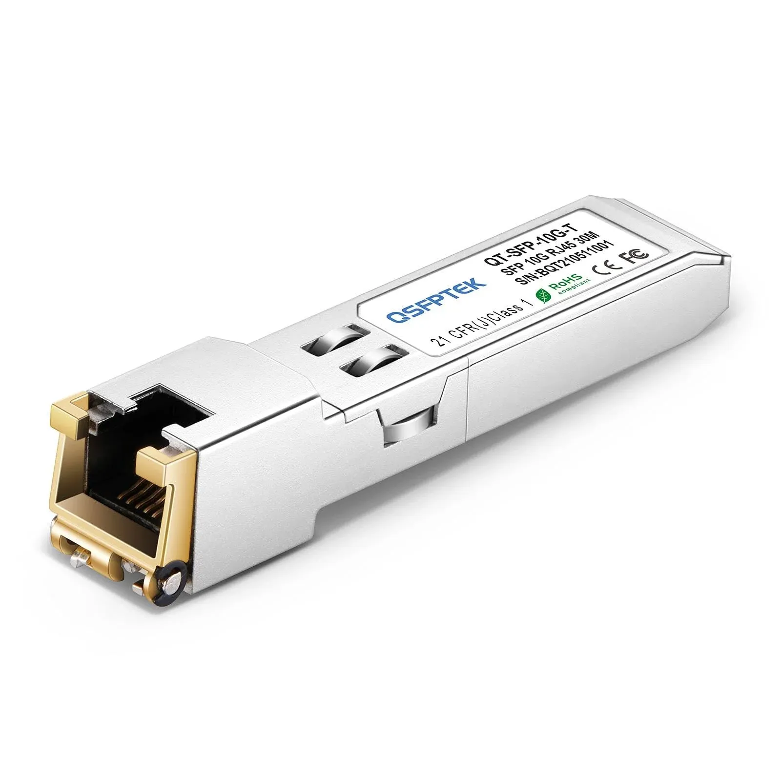 QSFPTEK 10G SFP+ RJ45 Copper Module Transceiver 10GBASE-T for Cisco SFP-10G-T-S, Ubiquiti UF-RJ45-10G, Netgear, other Open Switches, Reach 30m