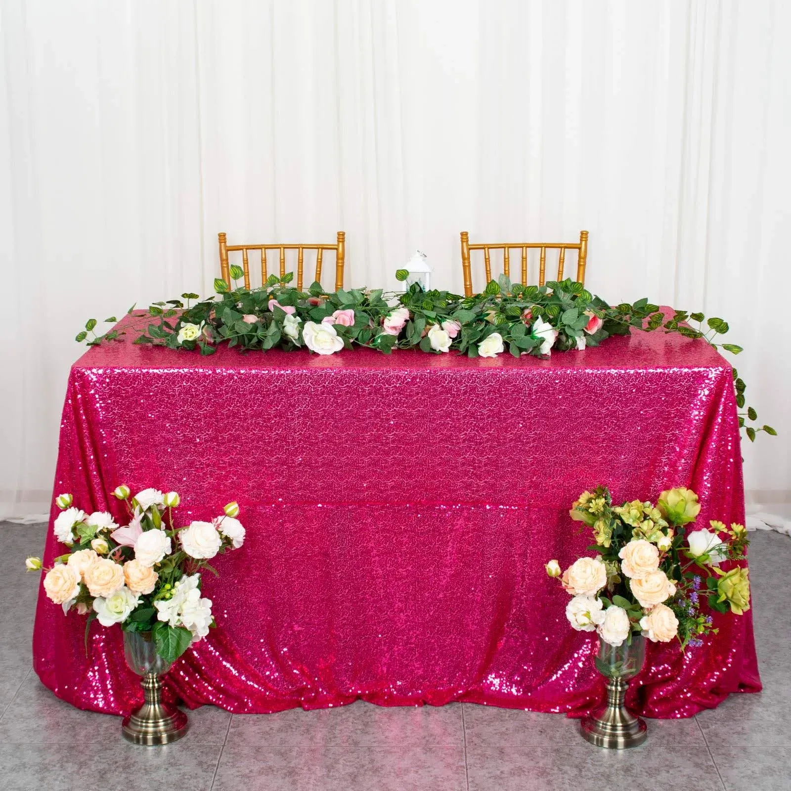 ShinyBeauty 60x102 Sequin Tablecloth Rectangle Hot Pink Sequin Tablecloth 6ft for ...