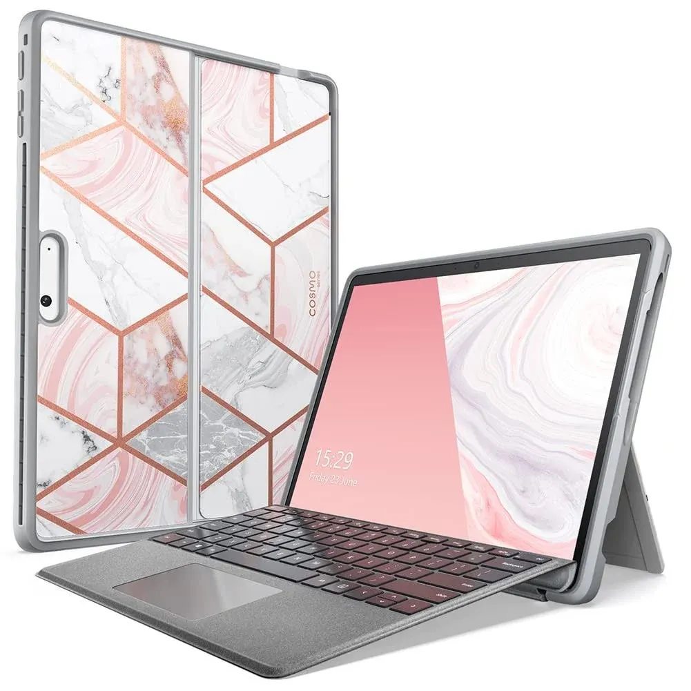 i-Blason Cosmo for Microsoft Surface Pro 11 Case/Pro 10 Case/Pro 9 Case 5G Slim Stylish Protective Bumper Shockproof Stand Folio Case for Surface Pro 9 Compatible with Type Cover Keyboard, Marble