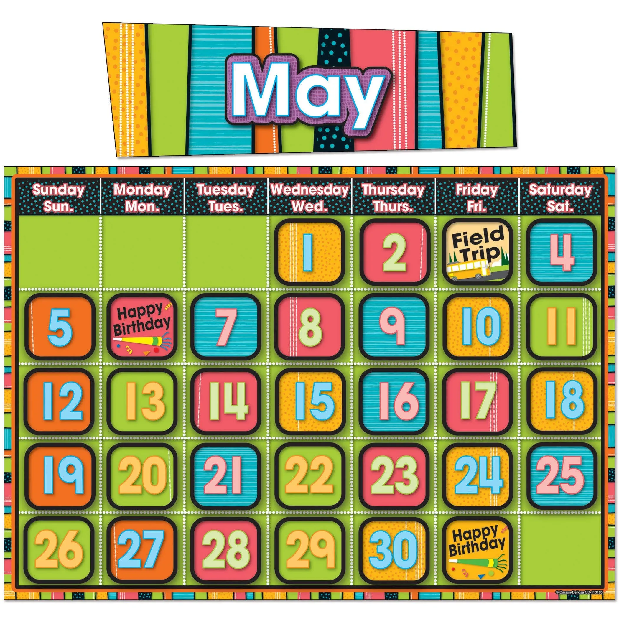 Carson Dellosa Education Carson Dellosa Stylin' Stripes Calendar (110195)