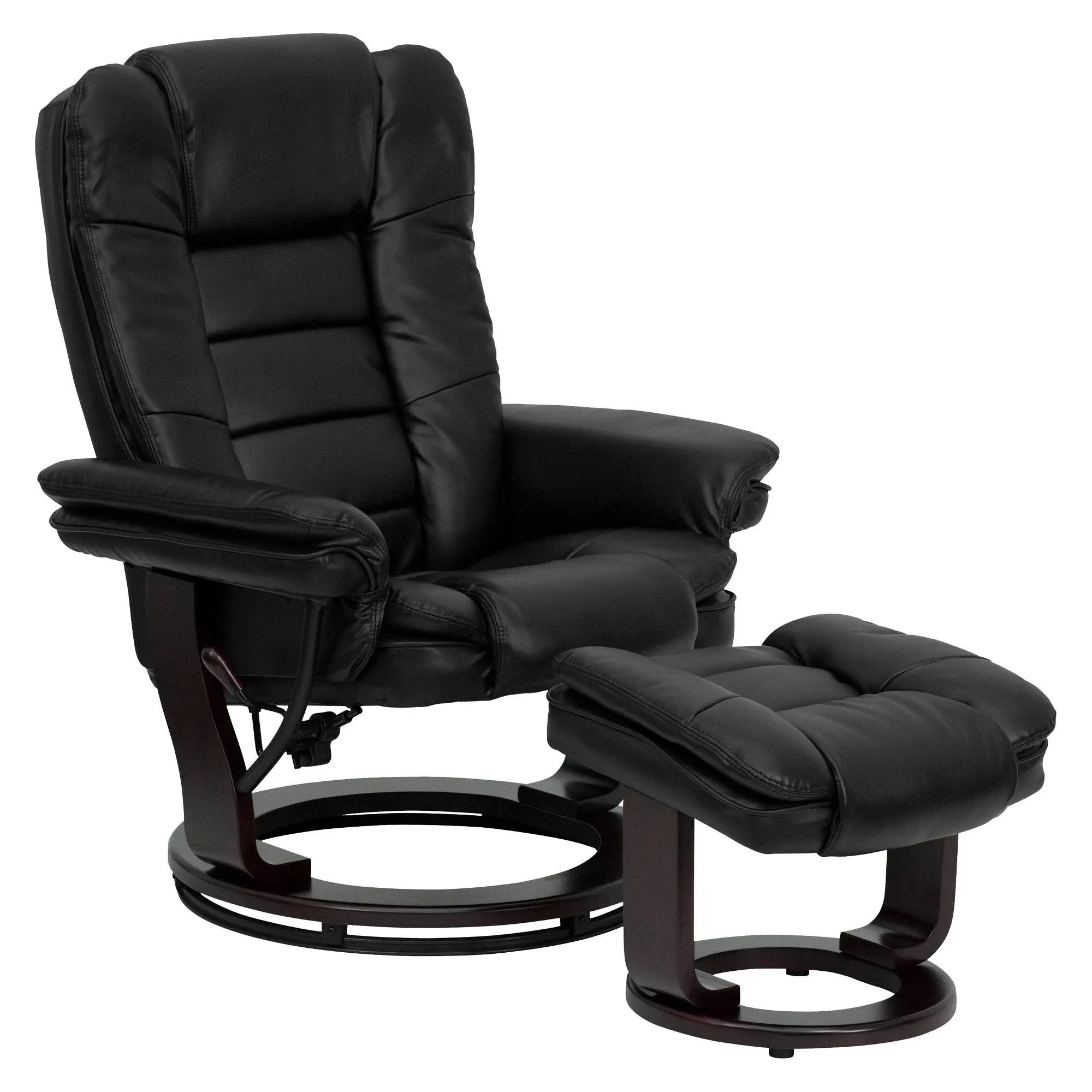 Flash Furniture Contemporary Leather Recliner and Ottoman, Black