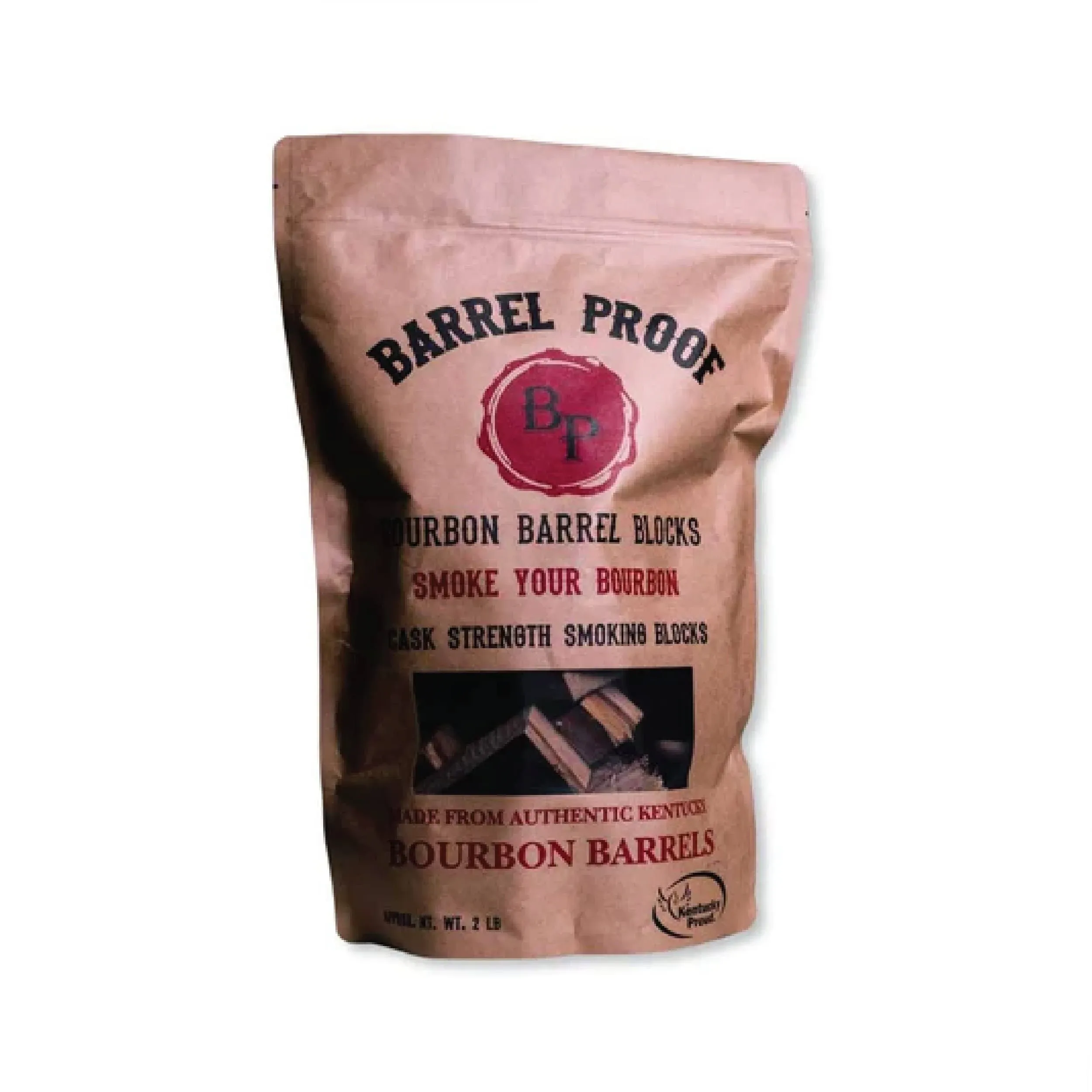 Barrel Proof Bourbon Barrel Blocks, Cask Strength Smoking Wood Chunks for Grilling, 2 Pound Resealable Bag