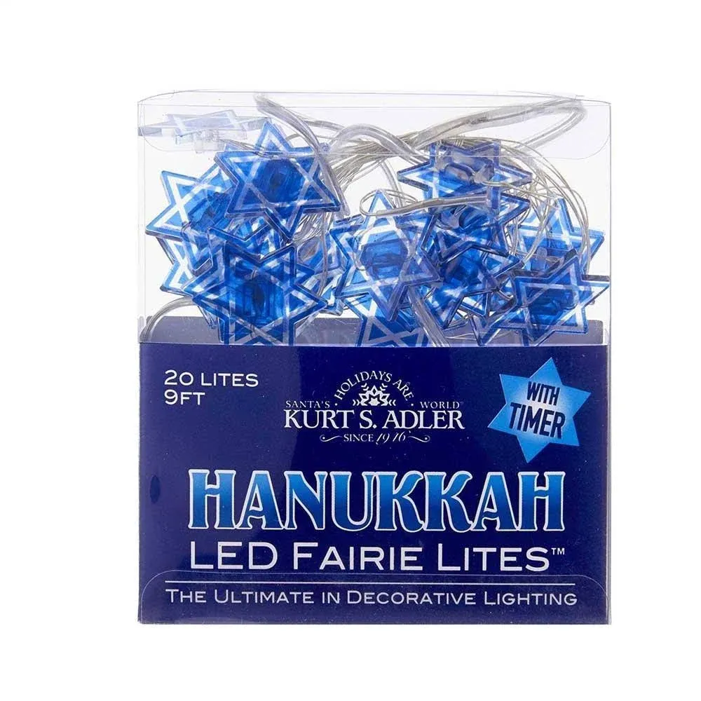 Kurt Adler C5526 Battery-Operat<wbr/>ed 20-Light Star of David Fairie Light Set 9ft