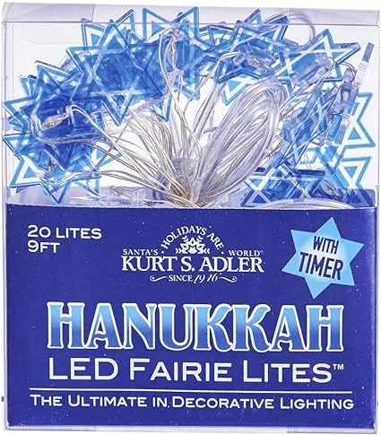 Kurt Adler C5526 Battery-Operat<wbr/>ed 20-Light Star of David Fairie Light Set 9ft