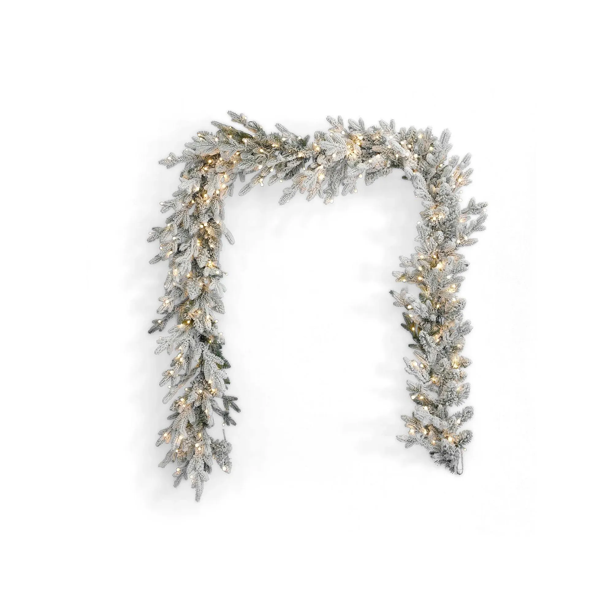 Seasonal LLC Dandan 9' Flocked Pine Garland with Warm LED Lights