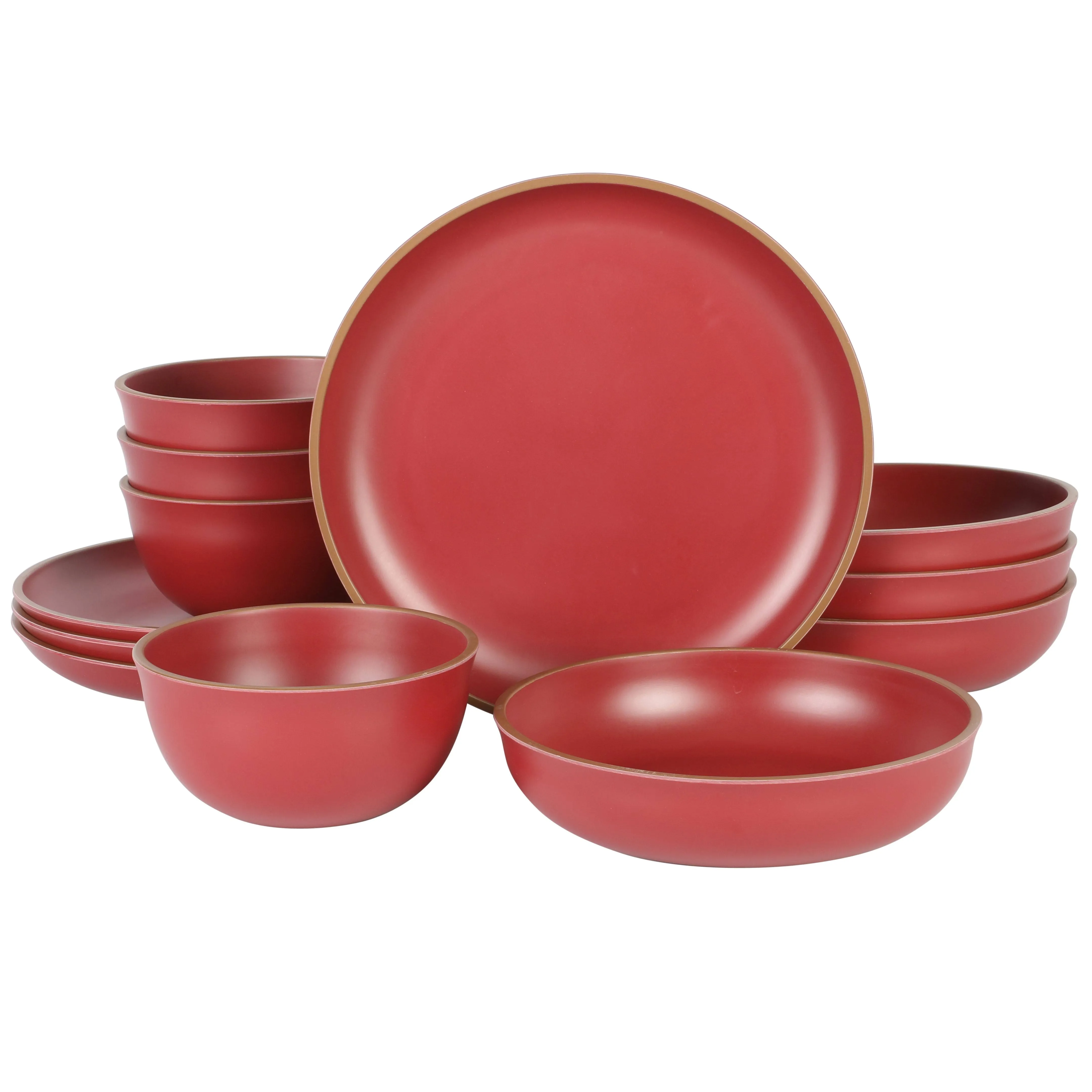 Gibson Home Rockabye 12-Piece Double Bowl Melamine Dinnerware Set