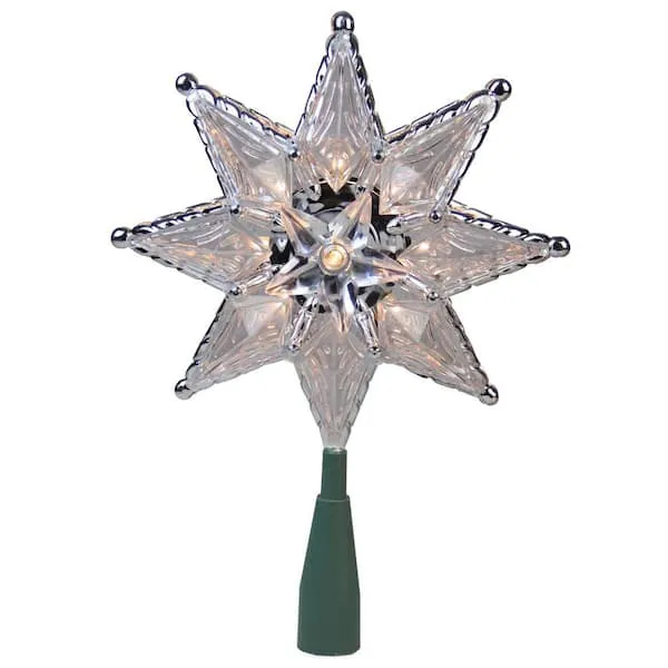 Northlight 8" Silver Mosaic Star Lighted Christmas Tree Topper