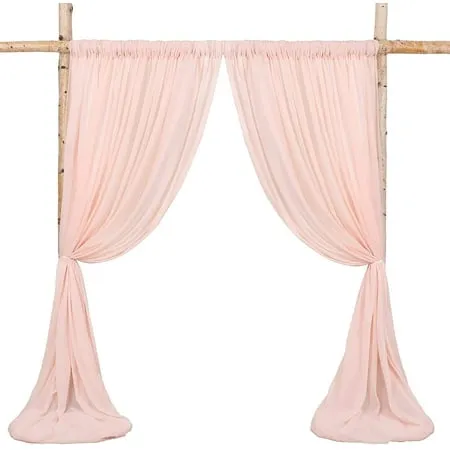 SoarDream Sheer Curtain Drapes 10ft x 8ft Light peach Chiffon Fabric Backdrop Drapes Curtain for Wedding Arch Party Window Decoration