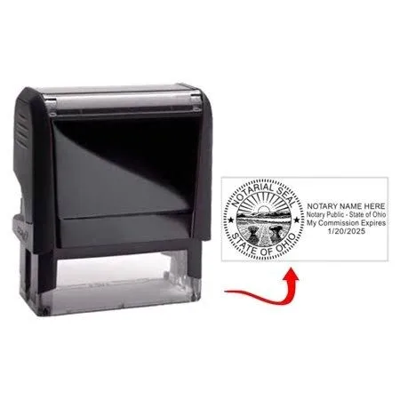 Ohio Notary Stamp | Standard Self Inking Model, 2.75x1.0 inch Rectangular Prints