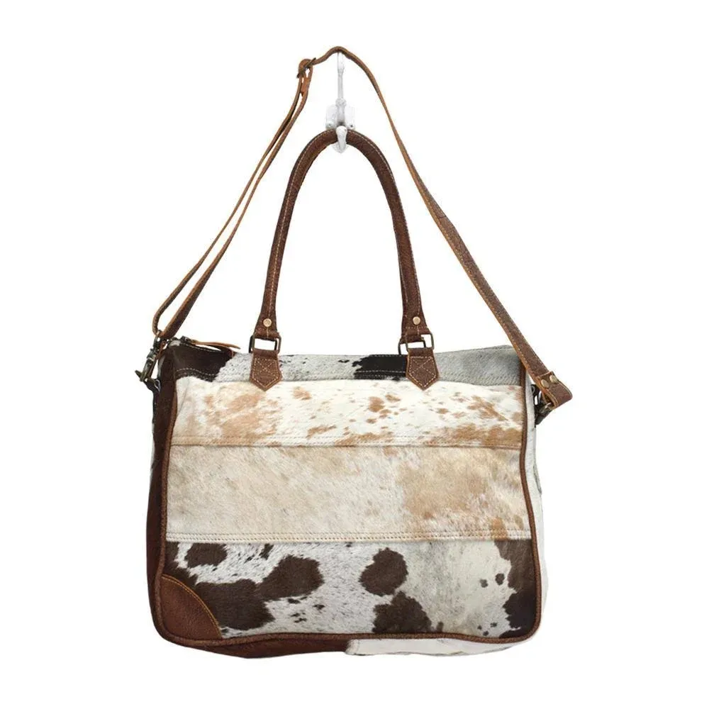 Myra Bags Genuine Leather with Cowhide Laptop Bag S-0728, Tan, Khaki, Brown, One_Size