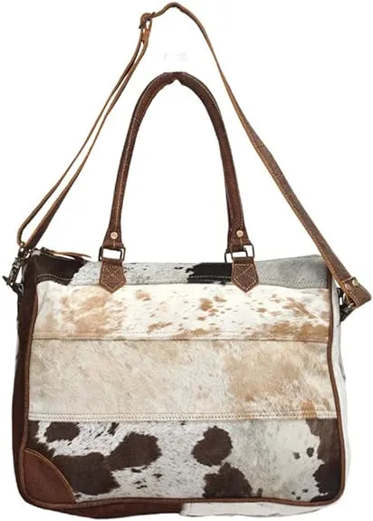 Myra Bags Genuine Leather with Cowhide Laptop Bag S-0728, Tan, Khaki, Brown, One_Size