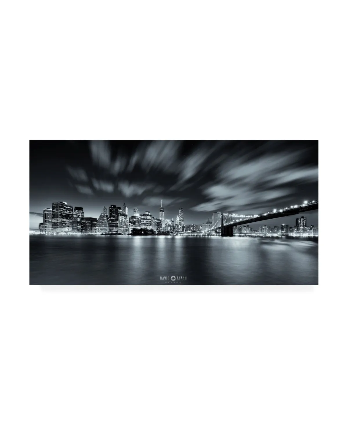 David Ayash NYC Lower Downtown at Night Canvas Art - 15.5 x 21