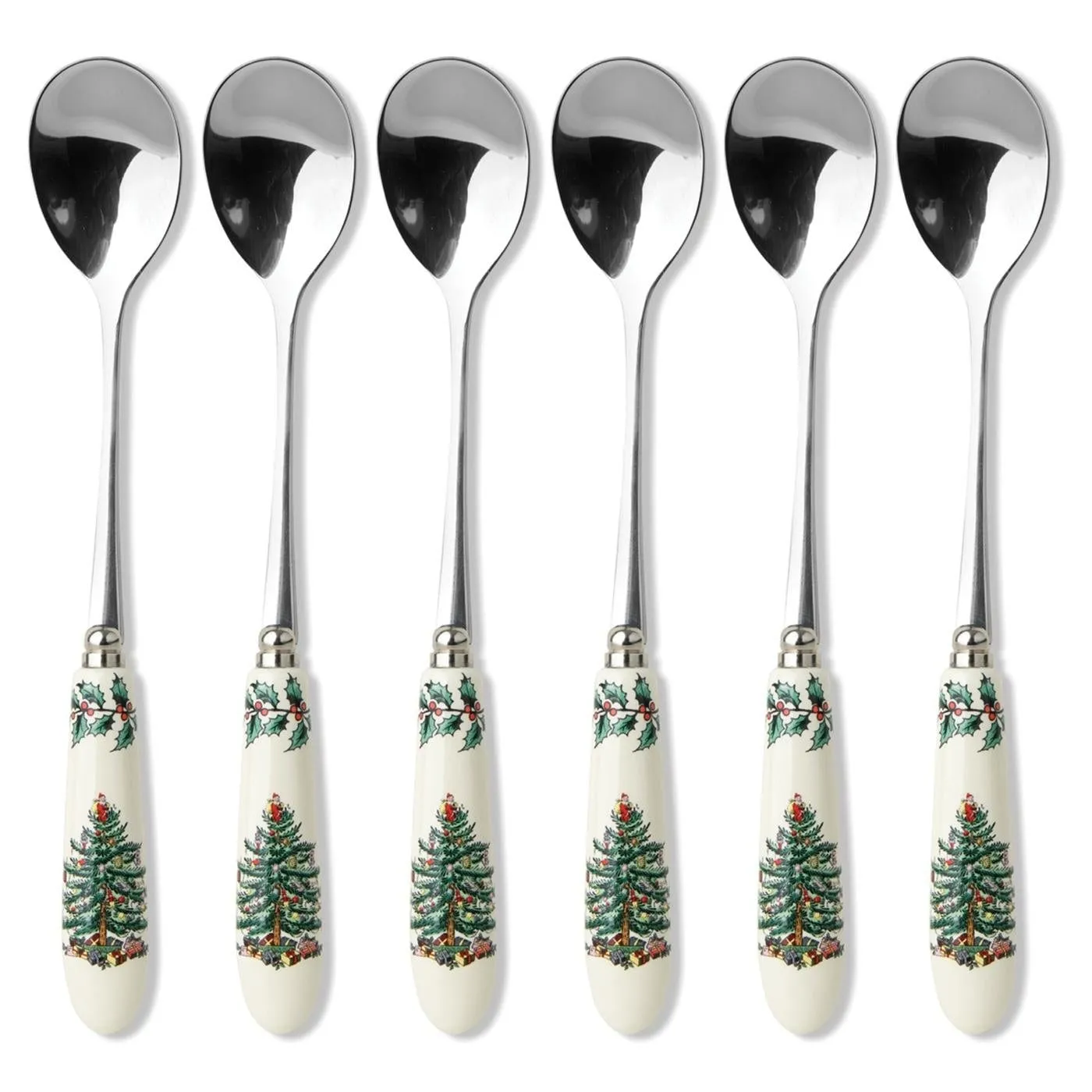 NEW Spode Christmas Tree Set of 6 Tea Spoons NIB  