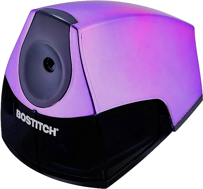 Bostitch Personal Electric Pencil Sharpener, Powerful Stall-Free Motor, High Capacity Shavings Tray, Metallic Purple