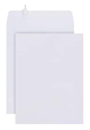 Office Depot Brand Catalog Envelopes, 9" x 12", Clean Seal, 30% Recycled, White, Box of 100