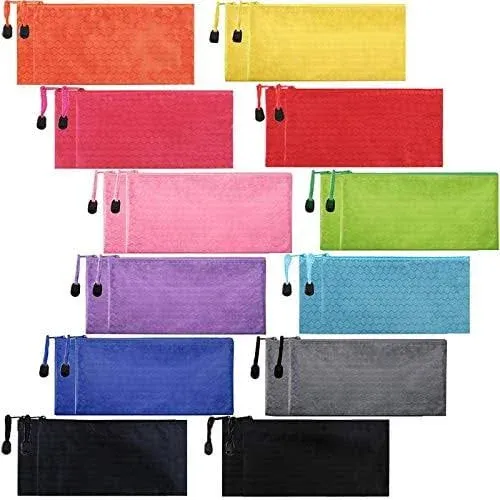 EOOUT 24pcs Zipper Pencil Pouch, Waterproof Zipper File Bag Pen Case, for Office ...