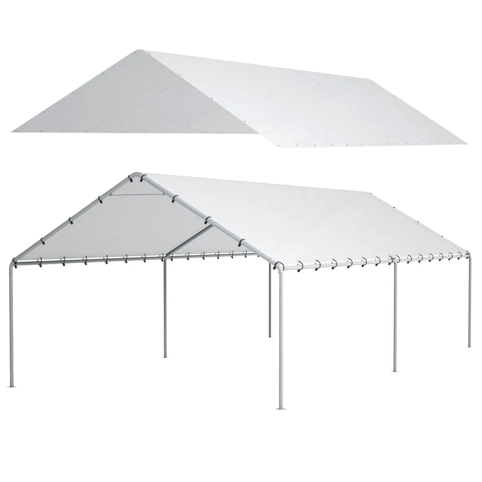 10 x 20 ft Carport Replacement Canopy Cover Garage Top Tent Shelter Tarp with ...