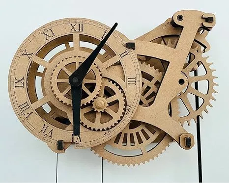 ABONG Crossingham Wooden Gear Wall Clock Kit Pendulum Wall Clock Kit Mechanical Wooden Clock Model Wooden Clock Puzzle DIY Wood Clock Vintage Clock Wood Working Gear Clock