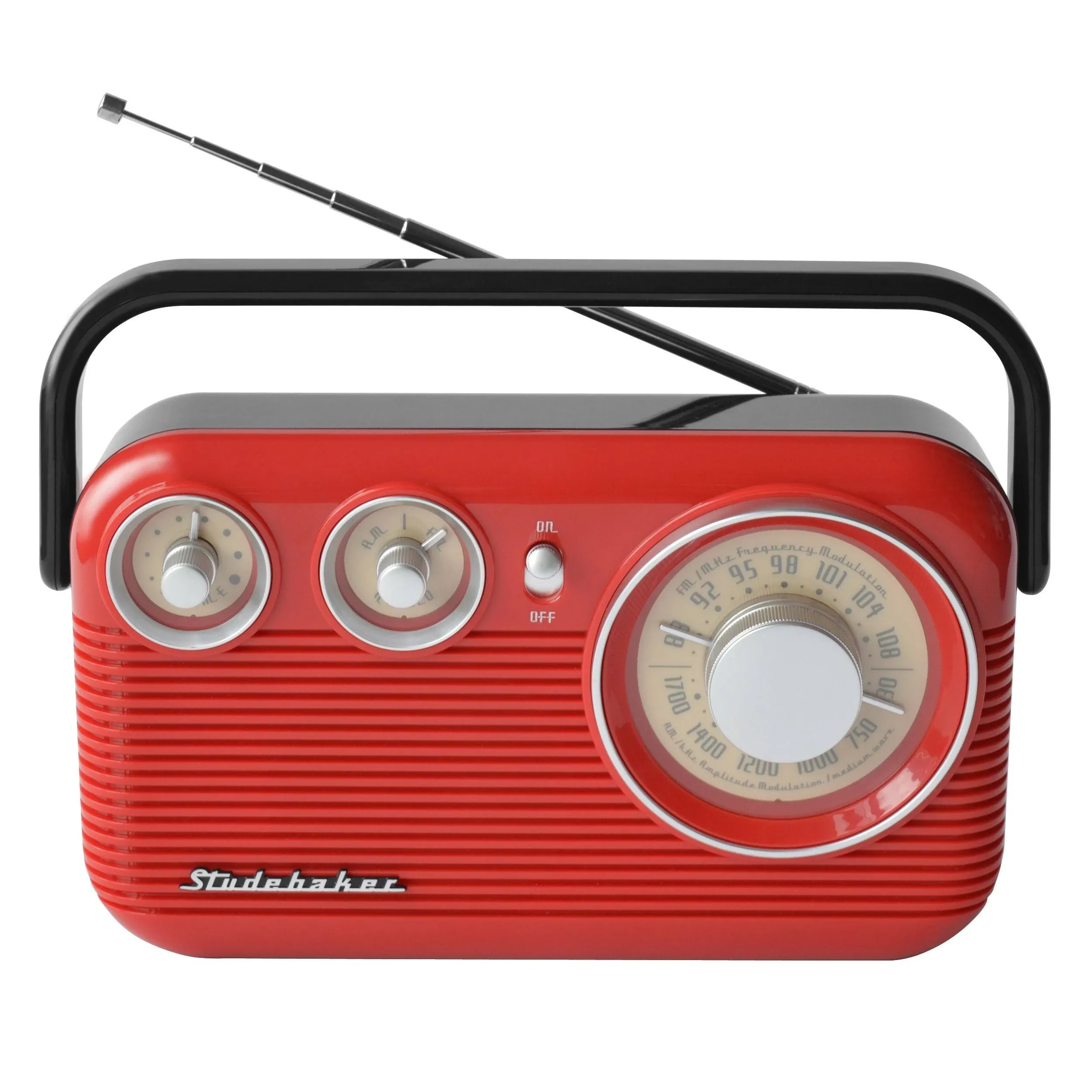 Studebaker SB2003RB Portable AM/FM Radio - Red-Black