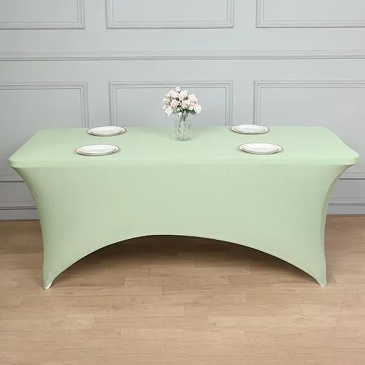 Efavormart 6 ft Fitted Sage Green Rectangular Stretchy Spandex Tablecloth for ...