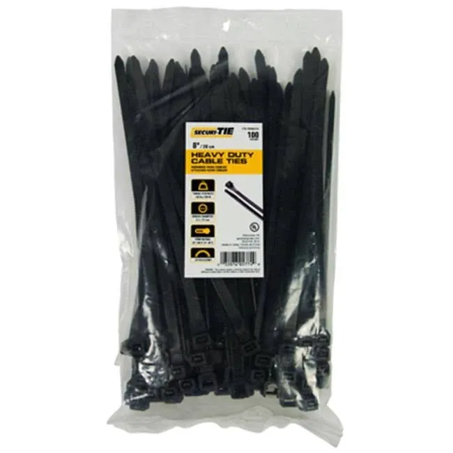 Gardner Bender CT8-120100UVB Heavy Duty Cable Tie, UV Black, 8", 100-Pack