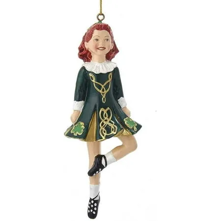 Kurt Adler Resin Ornament Step Irish Dancer in Dress 6 Green (#W4100)