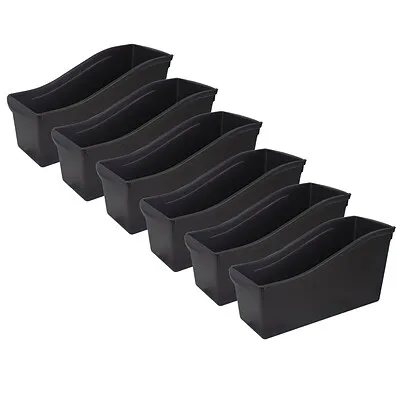 Storex Large Book Bin, Black, 6-Pack