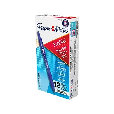 Paper Mate Profile Retractable Ballpoint Pen, Bold 1 mm, Blue Ink/Barrel