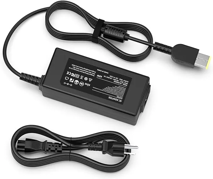 45W Laptop Charger for Lenovo ThinkPad T431S, T440, T450S, T460, T460S, T470, T470S, X240, X250, X260, E431, E440, E450, E540, E550, E560, W540, G50, G505, Z40, Z50 Power Supply Cord (USB Square Tip)