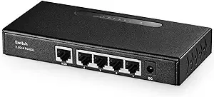 Binardat 5 Port Multi Gigabit Switch, 1 x 2.5 Gigabit and 4 x 1 Gigabit Ethernet