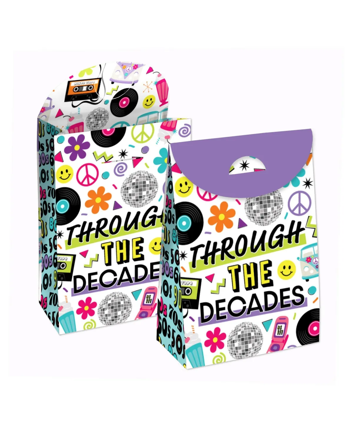 Big Dot of Happiness Through the Decades 50s, 60s, 70s, 80s, and 90s Gift Favor Bags