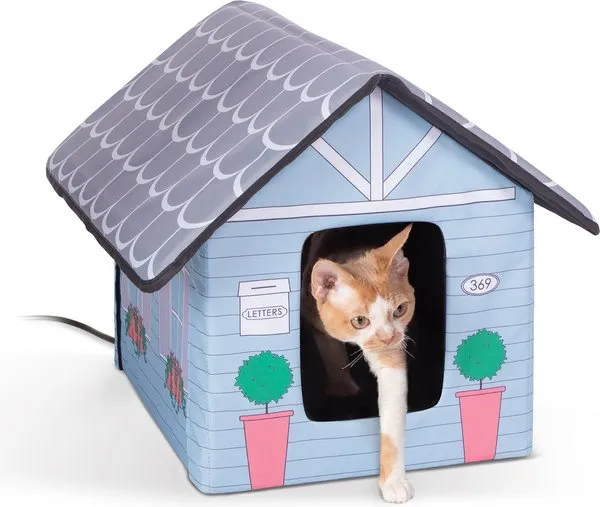 K&H Pet Products Outdoor Heated Kitty House Cat Shelter, Log Cabin