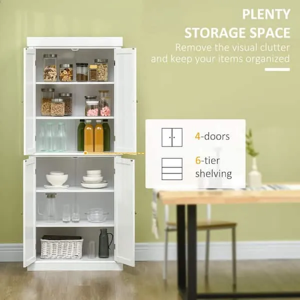 72.5&#034; Kitchen Pantry Storage Cabinet, Freestanding Kitchen Cabinet with 4 Doors