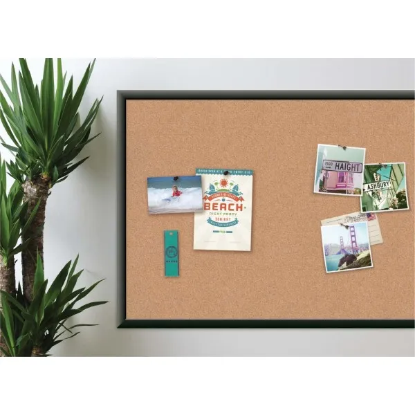 U Brands Cork Bulletin Board, 35" x 35", Black Aluminum Frame