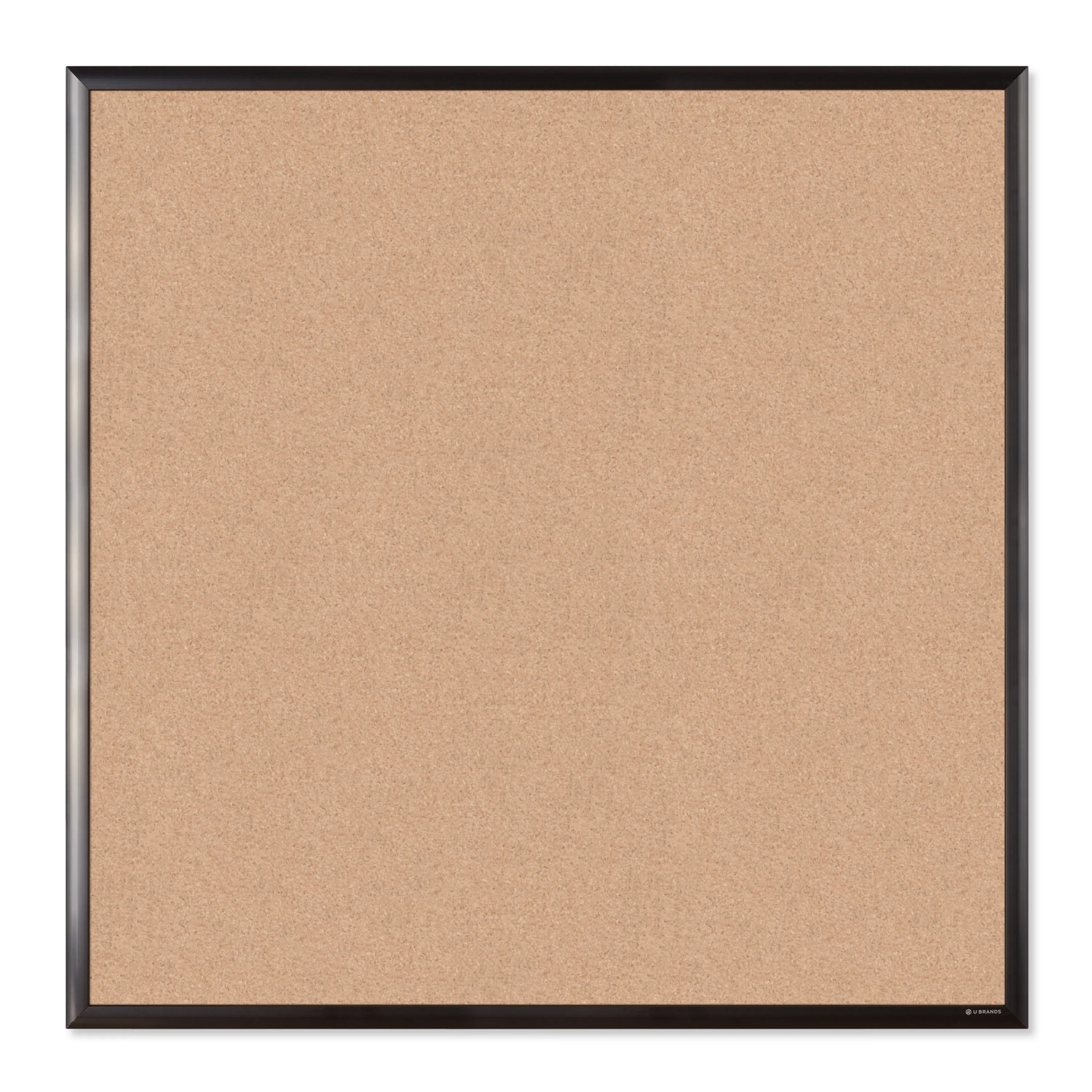 U Brands Cork Bulletin Board, 35"x35", Black Aluminum Frame, Industrial Grade Pinning Surface