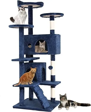 Bestpet 54in Cat Tree Tower for Indoor Cats,Multi-Level, Furniture Activity Center with Scratching Posts Stand House Cat Condo with Funny Toys for