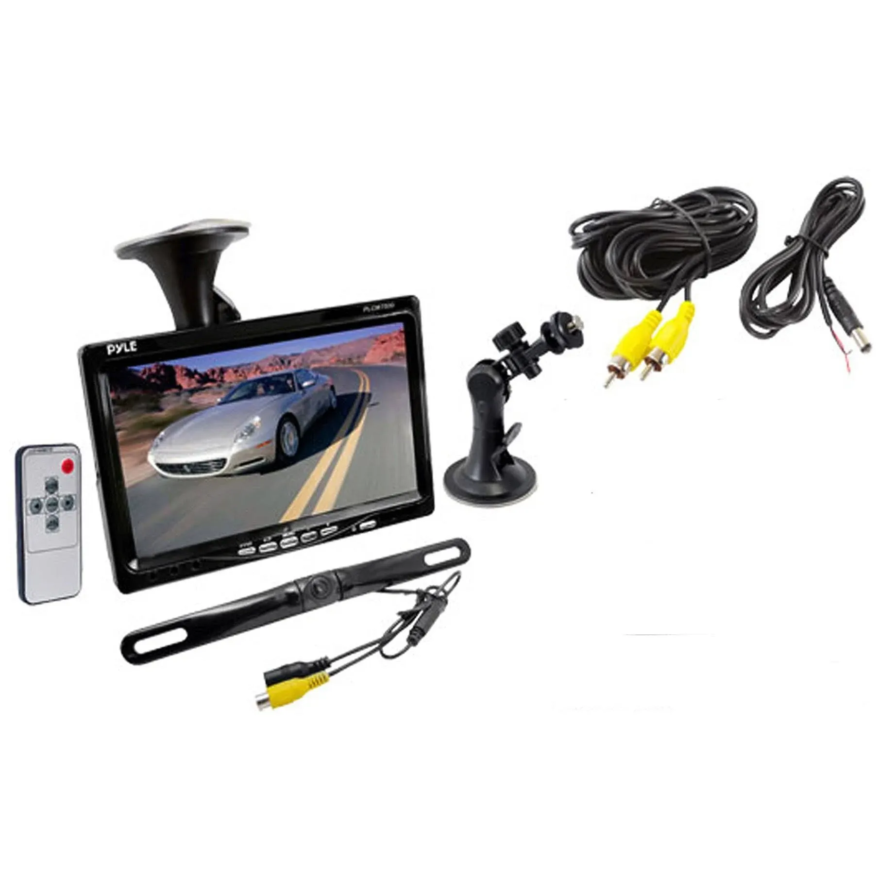 Pyle PLCM7500 7" Window Suction-Mount LCD Monitor & License Mount Backup Camera