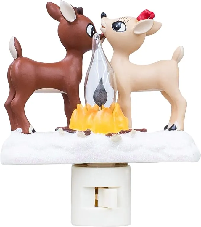 5.25 Inch Tall Rudolph Clarice by Fire Nightlight Flicker Flame,Resin