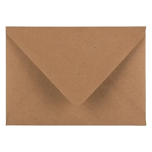 JAM PAPER A7 Kraft V-Flap Invitation Envelope, 5 1/4 x 7 1/4, Brown Kraft Paper Bag Recycled, 50/pack (3243667I)