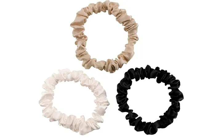 Celestial Silk Mulberry Silk Scrunchies for Hair (Small, Ivory, Black, Taupe)