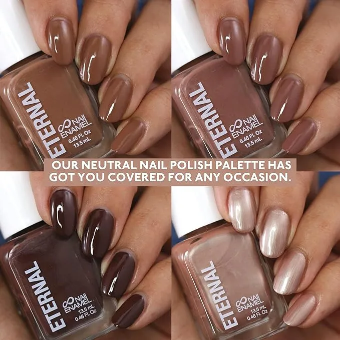 Eternal Nude Nail Polish Set for Women (DARK NUDES) - Brown Nail Polish Set for Girls | Lasting & Quick Dry Non Toxic Nail Polish Kit for Home DIY Manicure & Pedicure | Made in USA, 13.5mL (Set of 4)