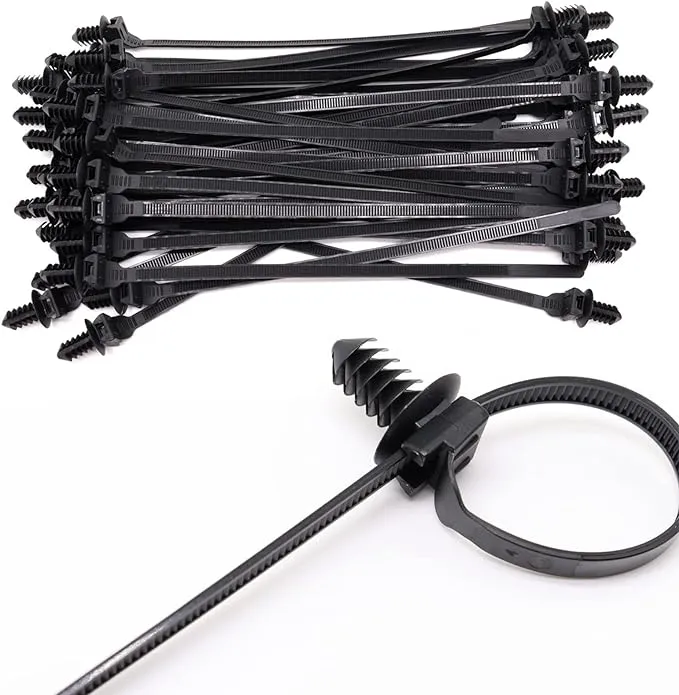 Benliu 50 Pcs Cable Zip Tie, 8.3x0.2 inch Heavy Duty Nylon Push Mount Self Locking Assortment Black, 8.3x0.2inch(50Pcs)