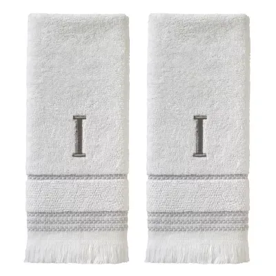 SKL Home Casual Monogram I Hand Towel Set, White, 2 Pc.