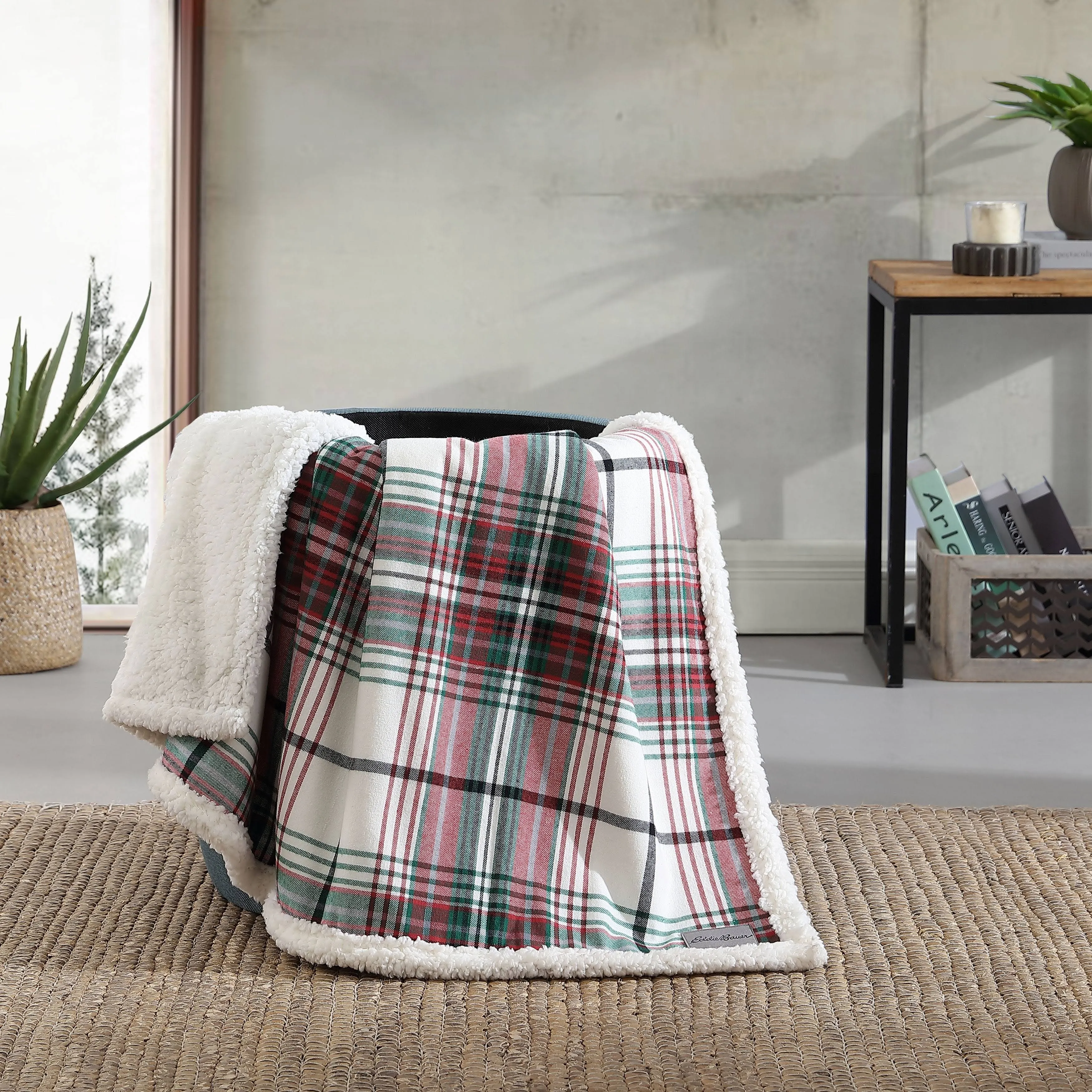 Eddie Bauer Montlake Plaid & Sherpa Reversible Throw Blanket